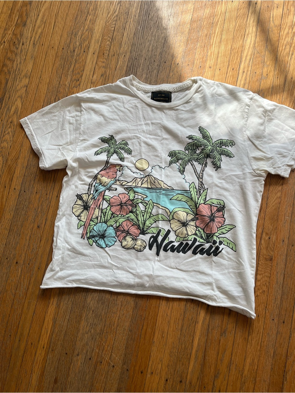 Free People Brand Off-White Tropical Graphic Tee - Hawaiian Design - Picture 4 of 8